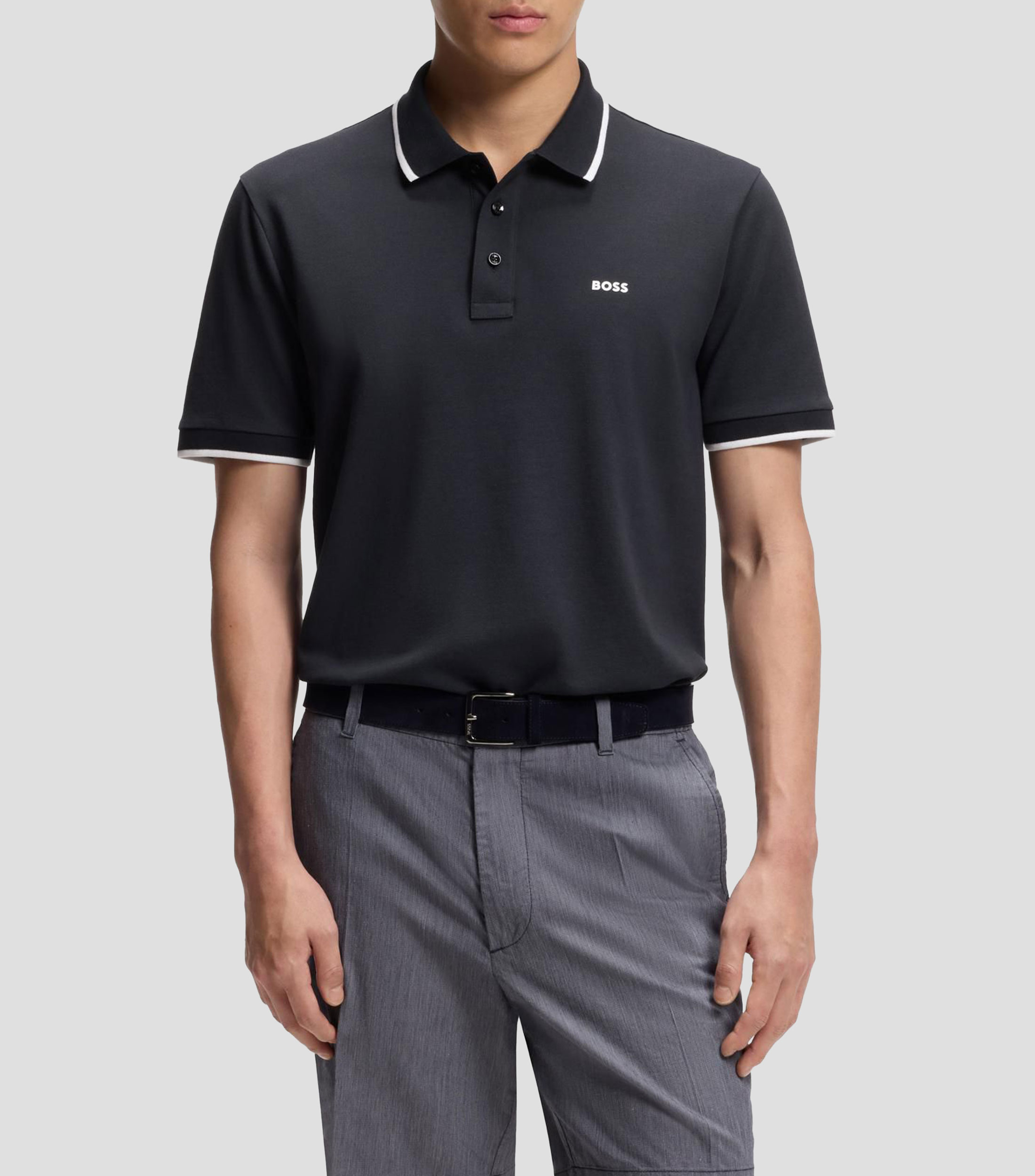 Polo BOSS de piqué de algodón con detalles en contraste Hombre